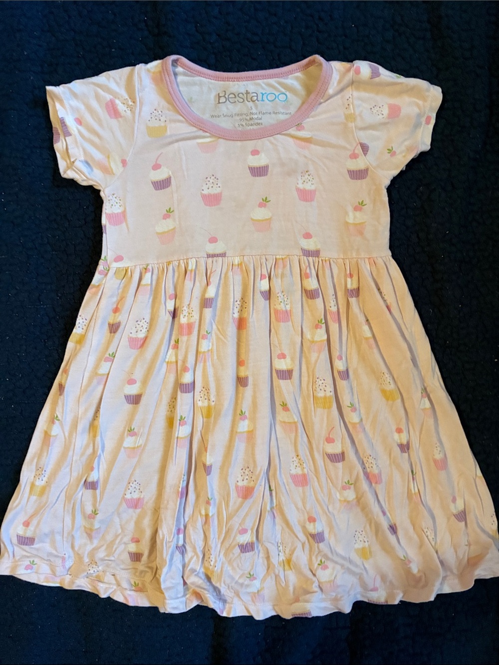 Bestaroo Pink Cupcake Print Girls Dress